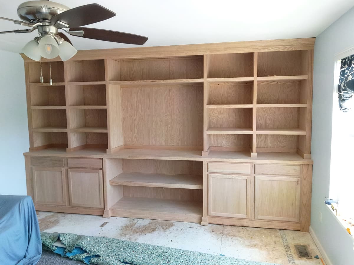 Custom Oak Built-In Wall Unit — photo 1